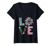 Mujer Cute Teacher Sunflower Motif For Women Who Loves Teaching Camiseta Cuello V