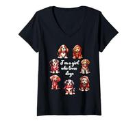 Mujer Cute Valentines Day Puppy Love - Soy una Chica Que ama a los Perros Camiseta Cuello V