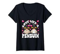Mujer Cute Valentines Gnomes For Couples Love Like A Penguin Camiseta Cuello V