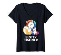Mujer Cute Volleyball Unicorn Bester Trainer Coach Camiseta Cuello V