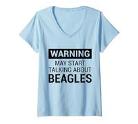 Mujer Cute Warning Design for Beagle Owners and Dog Fans Camiseta Cuello V