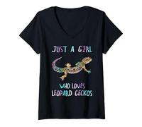 Mujer Cute Watercolor Lizard Just A Girl Who Loves Leopard Geckos Camiseta Cuello V