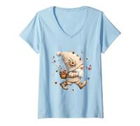Mujer Cute Wildflower GNOME For Women and Summer Floral Butterfly Camiseta Cuello V