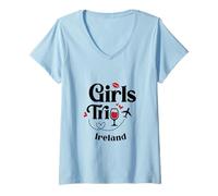 Mujer Cute Wine Girls Trip Irlanda Viajes Vacaciones Camiseta Cuello V