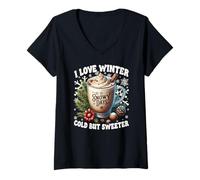 Mujer Cute Winter Sayings For Mom Hot Cocoa Lovers and Snowy Days Camiseta Cuello V