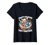 Mujer Cute Winter Sayings with Christmas Vibes For Chihuahua Mom Camiseta Cuello V