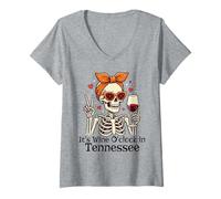 Mujer Cute Women's It's Wine O'Clock in Tennessee Camiseta Cuello V