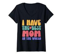 Mujer Cutie I Have the Best Mom in the World Mothers Day for Girls Camiseta Cuello V