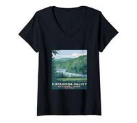 Mujer Cuyahoga Valley National Park Vintage Camping Hombres Mujeres Niños Camiseta Cuello V