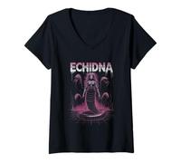 Mujer Cyber Echidna Serpiente Madre Monstruo Circuito Serpiente Camiseta Cuello V