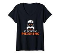 Mujer Cyber Security Phishing Awareness Funny IT Humor Cita Camiseta Cuello V