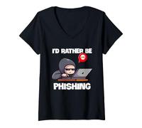 Mujer Cyber Security Phishing Awareness Funny IT Humor Cita Camiseta Cuello V