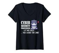 Mujer Cyber Security Professional Link Click Conciencia Humor Camiseta Cuello V