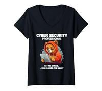 Mujer Cyber Security Professional Link Click Conciencia Humor Camiseta Cuello V