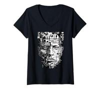 Mujer Cyberpunk EL Cerebro Camiseta Cuello V
