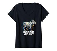 Mujer Cyberpunk Glitch Vaporwave No Thoughts Empty Capybara Vibes Camiseta Cuello V
