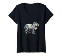 Mujer Cyberpunk Glitchcore Glitch Vaporwave Capybara Vibes Camiseta Cuello V