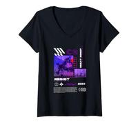Mujer Cyberpunk Resist Gran Reset Anime Dystopian Camiseta Cuello V