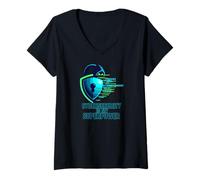 Mujer Cybersecurity Is My Superpower IT Tech Hacker Camiseta Cuello V
