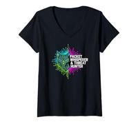 Mujer Cybersecurity Threat Hunter Packet Whisperer Wolf Camiseta Cuello V
