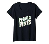 Mujer Cyclist Beer Lover Pedals & Pints Bike Brew Camiseta Cuello V