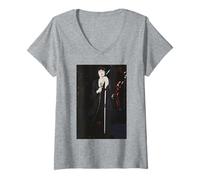 Mujer Cyndi Lauper Cantante en vivo en Pier Head Liverpool 1990 Camiseta Cuello V