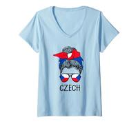 Mujer Czech Girl Czech Heritage Czech Republic Flag Camiseta Cuello V