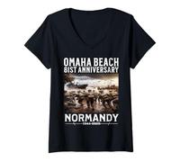 Mujer D-Day 81st Anniversary 2025 Normandy D-Day Omaha Beach 1944 Camiseta Cuello V