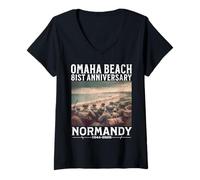 Mujer D-Day 81st Anniversary 2025 Normandy D-Day Omaha Beach 1944 Camiseta Cuello V