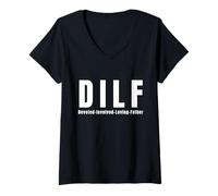 Mujer D.I.L.F. Devoto involucrado Padre amoroso buen papá Camiseta Cuello V