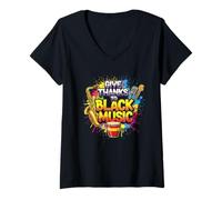 Mujer Da Gracias a la música Negra - Celebra el Arte afroamericano Camiseta Cuello V