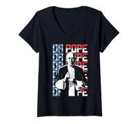 Mujer Da Pope León XIV Primer Santo Padre Americano Bandera de Estados Unidos Camiseta Cuello V