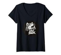 Mujer Da rienda suelta a tu lobo interior con este gráfico Camiseta Cuello V