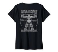 Mujer DA Vinci Vitruvian Robot Engineer y Anime Lover Graphic Camiseta Cuello V