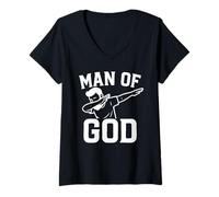Mujer Dab for Jesus Father’s Day Man of God Christian Dad Funny Camiseta Cuello V