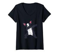 Mujer Dabbing Bulldog Francés Lindo Mascota Cachorro Perro Mamá Am Camiseta Cuello V