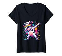 Mujer Dabbing Cow Cattle Dairy Farmer Kids Boys Cow Lovers Camiseta Cuello V