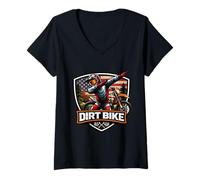 Mujer Dabbing Dirt Bike Rider Teen Kids Motocross American MX USA Camiseta Cuello V