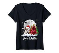 Mujer Dabbing German Shorthaired Pointer Dog Christmas Tree Xmas Camiseta Cuello V