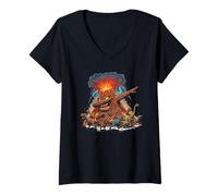 Mujer Dabbing Volcano Geography Volcanologist Scary Dinosaur Camiseta Cuello V