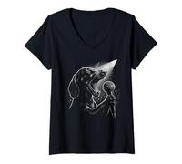Mujer Dachshund cantante cantante cantante amante de los perros Camiseta Cuello V