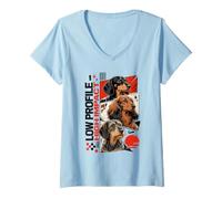 Mujer Dachshund Dog Pop Art Perfil bajo Alto Impacto Camiseta Cuello V
