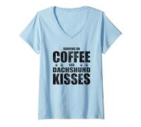 Mujer Dachshund Dog Saying Coffee and Boxer Love Dog Dueño Camiseta Cuello V