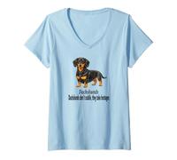 Mujer Dachshund Dogs Don't Cuddle They Take Hostages - Diseño Divertido Camiseta Cuello V