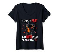 Mujer Dachshund I Didn’t Fart My Butt Blew You A Kiss Funny Dog Camiseta Cuello V