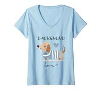 Mujer Dachshund Love Cute Dog Lover Pet Dueño Animal Design Camiseta Cuello V