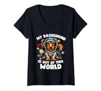 Mujer Dachshund Lover diseña un divertido perro salchicha Camiseta Cuello V