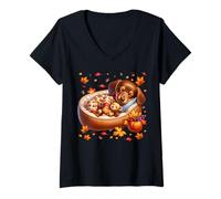 Mujer Dachshund Lover Must Haves with Fall Vibes Cute Wiener Dog Camiseta Cuello V