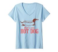 Mujer Dachshund That's One Hot Dog Fun Art Camiseta Cuello V