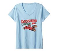 Mujer Dachshund Through The Snow Humor, Divertido Perro Salchicha navideño Camiseta Cuello V